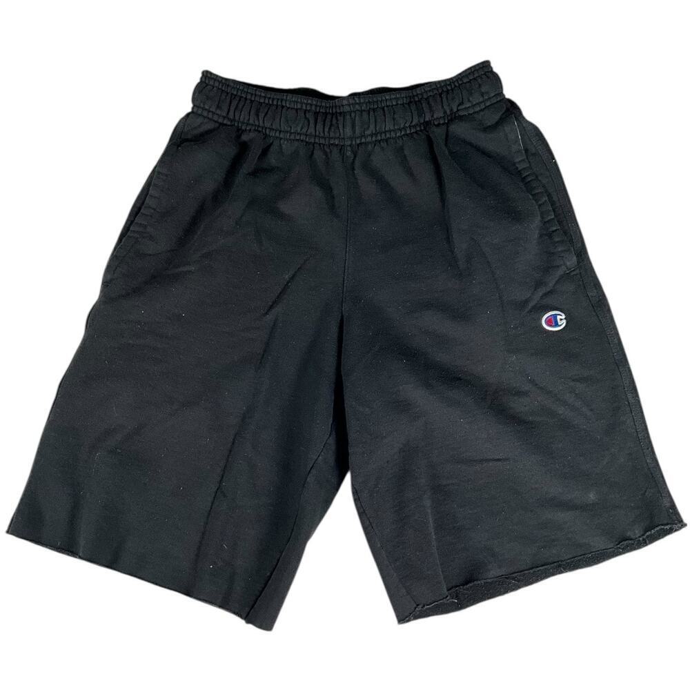 Champion Sweat Shorts Men's Black Size Small Pockets Lounge Wear Comfy Cut Off